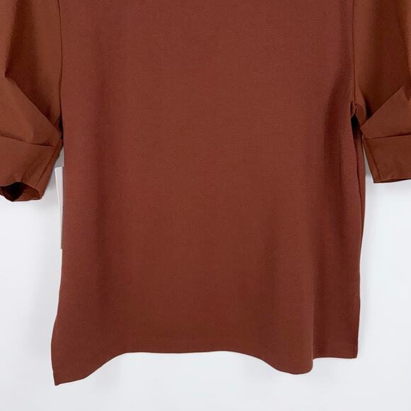 Athleta Women's Harlow Hybrid Woven Knit Tee Top Medium Rust - Picture 12 of 16